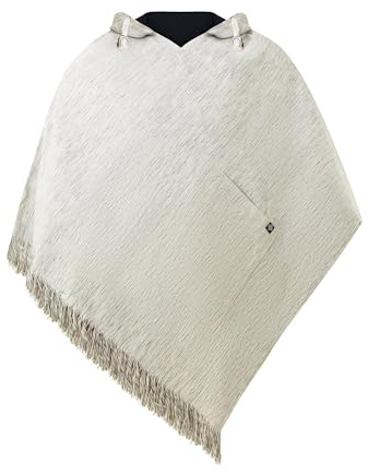 virblatt Herrponcho i 100% bomull, mexikansk poncho, baja, huvtröja, poncho, pancho, tröja, ”drug rug”, cape, ull, Fläckig vit, XXL