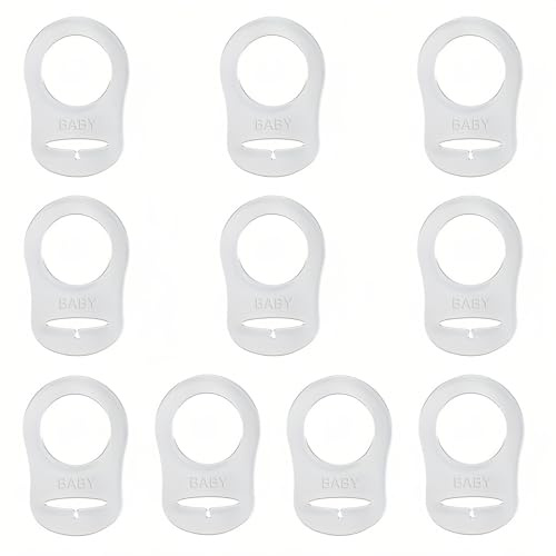 Genomskinlig dummyklämma adapter, 10-pack silikon adapter ring baby dummy napphållare klämma för knappstil MAM NUK napp klar