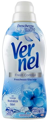 Vernel Vernel Fresh Control, Ammorbidente Lavatrice Con Neutralizza Odori, Freschezza Glaciale, Adatto Anche Alle Pelli Sensibili, 700 ml