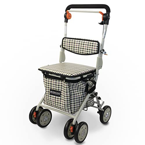 Mobiclinic®, Einkaufstrolley rollator, Gehwagen mit großer einkaufstasche und sitz, 21l, Faltbar leicht, Einkaufswagen, Doppeltes bremssystem, Gehhilfe, Aus stahl, Stabil