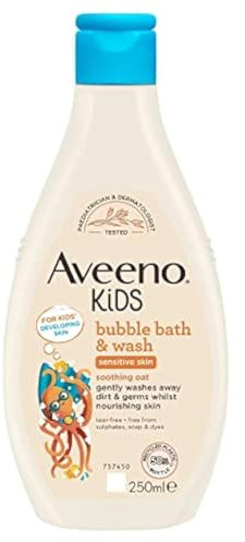 Aveeno Baby KIDS Bubble Bath & Wash 250ml | Enriched with Soothing Oat Extract | Foam Body Wash Developed for Your Little Superhero | Childrens Toiletries Sets