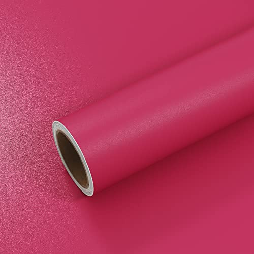VEELIKE Möbelfolie Rosenrotes Vintage 40cm×900cm Selbstklebende Tapeten Magenta Rosa Matt Klebefolie Möbel Küchentapete Abwaschbar Wandtapete Wohnzimmer Schlafzimmer Schrank Tisch Kinderzimmer
