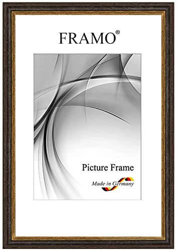FRAMO Barock Bilderrahmen Landhaus 60 x 80 cm aus Massivholz | Alt-Schwarz Gold | Farbe/Größe wählbar | Retro Vintage Antik Rahmen N°083