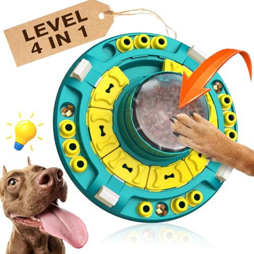 KADTC XL, 4 Levels Dog Puzzle Toy, Push-to-Release Treat Dispenser for Dogs