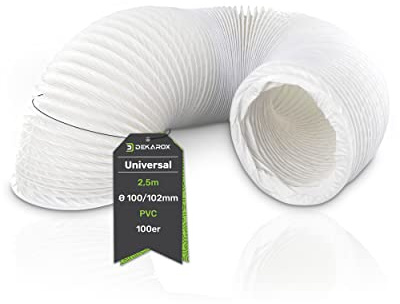 DEKAROX 2,5m PVC Abluftschlauch Schlauch Ø100/102mm flexibel für 100er Klimaanlage Wäschetrockner Ablufttrockner Dunstabzugshaube