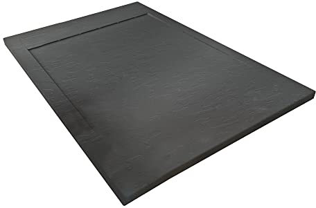 ONDÉE - Receveur de douche SPIRIT3 - Receveur extra-plat texture imitation pierre - effet sablé - 70x100x3cm - Découpable - Antidérapant niveau 2 - Résine - Livré avec bonde - Anthracite