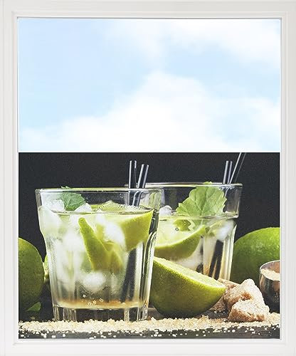 GRAZDesign Fensterfolie Blickdicht Sichtschutz, Sichtschutzfolie Fenster, Glastüren, Küche Küchenfenster, Milchglasfolie Bedruckt mit Motiv Cocktails 80x57cm