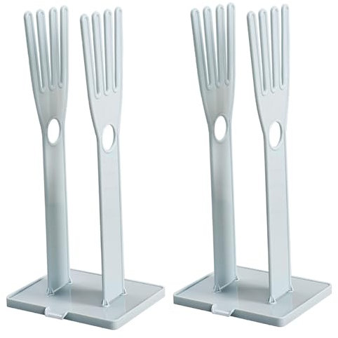 Wedhapy Dishes Drying Rack 2 Sets Kitchen Washing Glove Drying Rack with Towel Storage Hole and Drain Outlet Cleaning Glove Dryer with Detachable Base Glove Storage Stand for Kitchen Sink