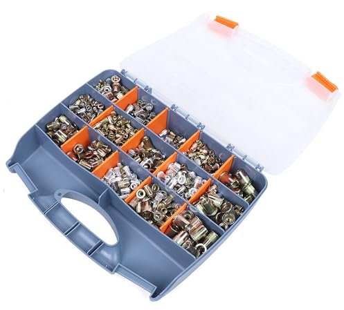 1200 Tlg Ziehen Einnietmuttern Edelstahl Set Nietmuttern Gewindenieten Stahl Nietmutter-Sortiment Box mit Aufbewahrungsbox M3 M4 M5 M6 M8 M10 M12
