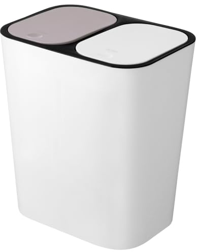 Alipis Bote De Basura De Reciclaje Rectangular Con 2 Compartimentos Bote De Basura De Cocina De 15L Con Tapa Cubo De Basura De 2 Compartimentos Para Oficina En Casa
