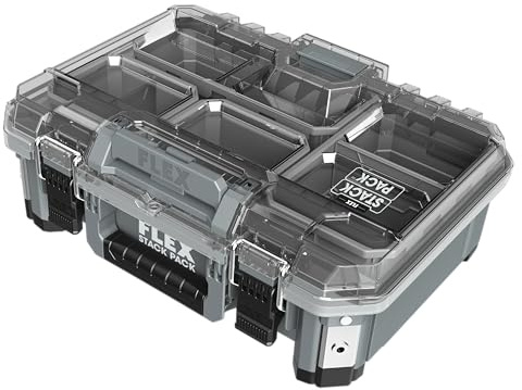 Flex Transportkoffer Small Organizer STACK PACK (aus Schlagfestem Kunststoff, LxBxH 276 x 377 x 143 mm, mit Metallriegelverschluss, Werkzeugkoffer) 531468