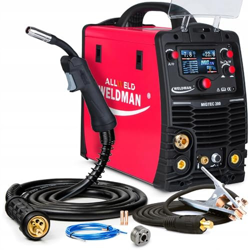 Weldman MIGTEC 200 - poste a souder mig avec gaz 200A - poste à souder inverter avec synergie - MIG/MAG, MMA, TIG DC, fil fourré - inductance, soudobrasage - mode 2T/4T