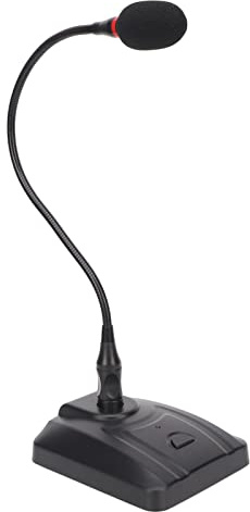 Jectse Microfono a Condensatore a Collo di Cigno da Tavolo, Microfono Professionale da Podio Cablato da 6,35 Mm con Base e Indicatore Luminoso Plug and Play per Lezioni Conferenze