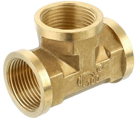 QUARKZMAN Conector en T de Latón para Tubería 3/4x3/4x3/4 NPT 3 Vías | 1 Unidad, Conector en T para Conectar Y Acoplar Tuberías de Transporte de Gas