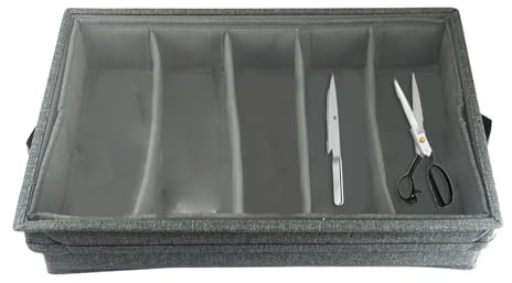 Contenitore per posate, portaposate, portaposate, contenitore portaposate, contenitore con 2 manici e 4 divisori regolabili, scatola multiuso rimovibile con grande