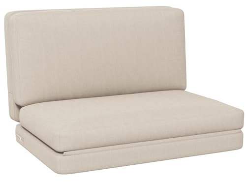 HOMCOM 3 in 1 Schlafsessel klappbar Schlafsofa mit Bettfunktion Samtoptik umwandelbar Gästebett Klappsessel Klappmatratze Bodensessel für Wohnzimmer Schlafzimmer Beige