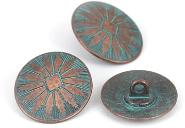 5 piezas Botones metálicos redondos con tallo de costura en aleación de estilo vintage 26mm Color cobre antiguo Decoración de ropa DIY