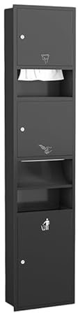 PFCDZDU Eingelassene Duschnische, wasserdichte Badezimmer- Regale Mit Händetrockner, Toilettenpapier Mülleimer Aufbewahrung Organizer Nischen Für Zuhause Küche(Schwarz,36x160x16.5cm)
