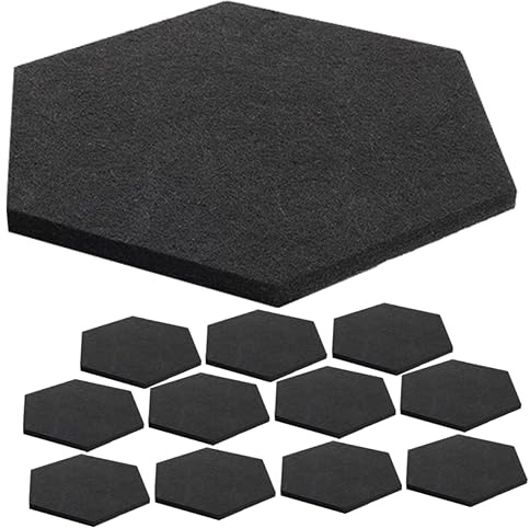 JEWEDECO 12pcs Hexagon Felt Acoustic Panels, Self-adhesive Wall Stickers, Polyester Sound Dampening Boards for Home and Office Recording, Decorative Bulletin Board Style