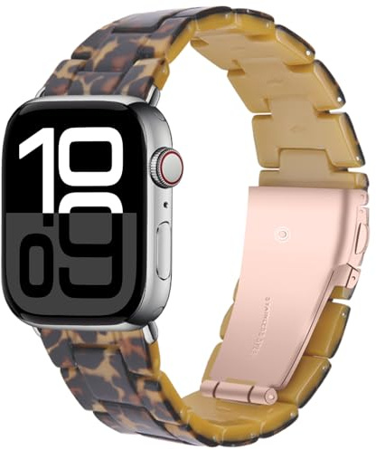 Miimall Résine Bracelet Compatible avec Apple Watch Ultra, Apple Watch Series 11 10 9 8 7 6 5 4, Élégante et Légère Bande pour iWatch SE 38/40/41/42MM-49/46/45/44/42MM Strap avec Métal Boucle Femme
