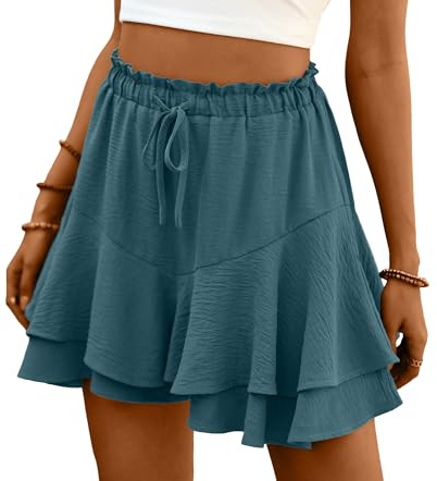 Lepunuo Shorts for Women Casual Boho Skorts Ruffle Mini Skirts Running Tennis Butterfly Shorts High Waist Flowy Tennis Skorts