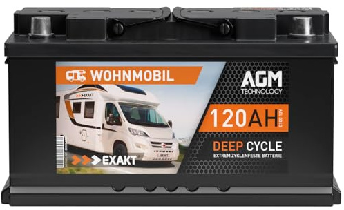 EXAKT AGM Batterie 120Ah 12V Solarbatterie Wohnmobil Batterie 95 Ah Solar