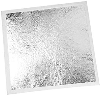 MINAOLULUS 100stücke Silberfolie Imitation Metallfolie Für Basteln Und Vergoldung Quadratisch DIY Kunst Handwerk Möbel Dekoration Innenbereich