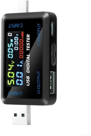 10 in 1 USB Tester Digital DC Voltmeter Power Detector Multifunctional Voltage Current Capacity Meter for Mobile Phone Laptop Chargers Type-C Devices(6527-Q)