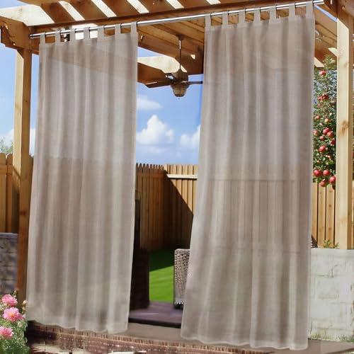Newthinking Outdoor Vorhang Wetterfest 2er Set, Outdoor Vorhang Sonnenschutz Mit öSen FüR Gardinen Pavillon Terrasse, 245x132 cm(HöhexBreite)