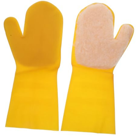 UKCOCO 2 Pcs Insulated Pool Cleaning Gloves Yellow Long Scrubbing Mitts for Swimming Pools Hot Tubs Spa Comfortable for Cold Weather Use Versatile for Cleaning and Household Tasks