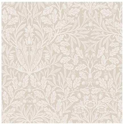 William Morris at Home Acorn Hessian Wallpaper | Paste the Wall | Cream Leaves | Eco-Friendly