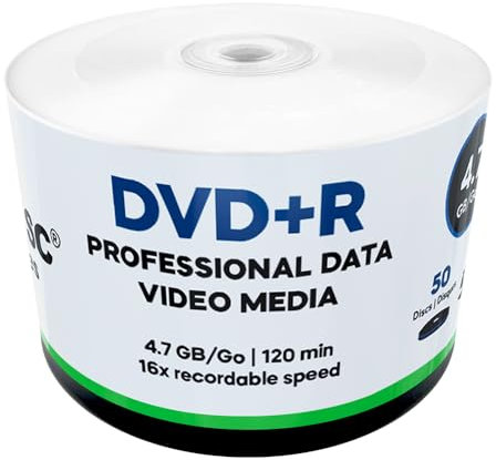 50 Pack ACU-DISC Pro-Video Data DVD+R Blank Discs 4.7GB 16x Speed 120 Mins (18346)