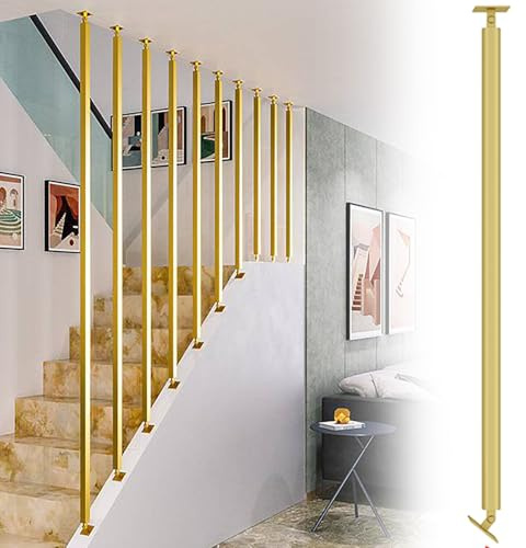 Adjustable Metal Stair Railing Post Side Mount Balustrade Customizable Wrought Iron Porch Picket for Wood Steps Black H-175cm (5.7ft) - & Stylish