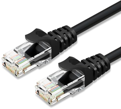 Cat6 Ethernet Cable 1M, 24AWG CAT 6 UTP Cable, LAN Cable with RJ45 Connector, High-Speed 10Gbps Internet Network Cable for Router/Printer/Laptop/Desktop/Modem/Switch/Smart-TV/TV Box and More-Black
