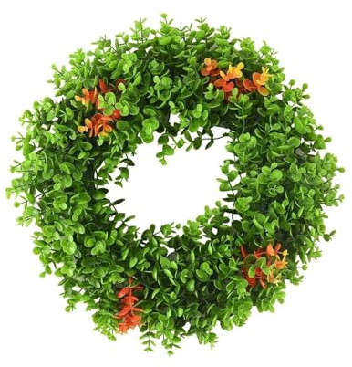 ROSEEONNE Kränze Künstlicher Weihnachtskranz mit Beleuchtung, grüne Weihnachtskollektion for die Haustür, saisonale Florale Weihnachtsdekoration Dekorationen(40x40cm)