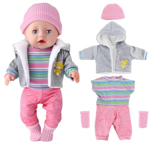 YUVKIN 1 Set di Abbigliamento Invernale per Bambole, 36-43 cm, Composto da Cappotto, Pantaloni, Cappello e Calzini, Adatto per i Dolci Completini delle Bambole (Bambola Non Inclusa)