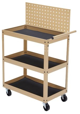Chariot à outils à roulettes à 3 niveaux - Chariot utilitaire mobile polyvalent pour garage et atelier - Idéal pour les outils, le matériel et les fournitures de beauté - Transport et réparation