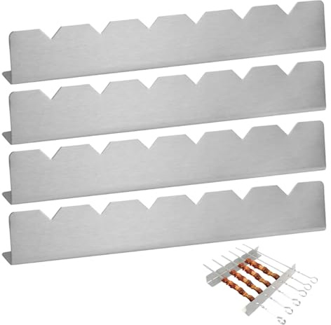 MINGBOLIN Edelstahl Spieße Halter – 4er Set (6 Plätze) Grill Spieße Rack, Grillspießhalter BBQ Halterung für Outdoor-Grillen & Camping, Stabiler Edelstahl-Grill-Basis