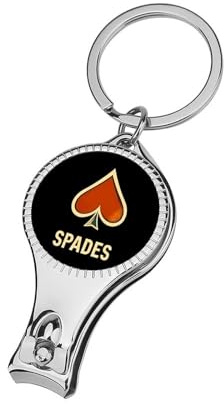 Gold Red and Spades Metal Nail Clippers Sharp Fingernail Clipper with File Portable Corkscrew for Women Men