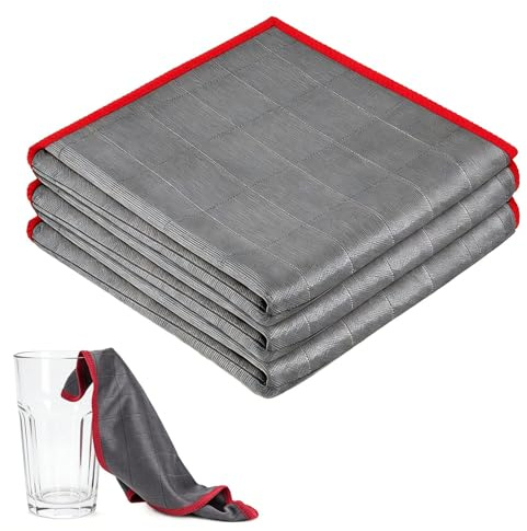 4 Paños de Limpieza Microfibra Mágica 30x30cm– Bayetas Sin Rayas Ni Pelusa para Ventanas Vidrios Espejos Baño Cocina Coche, Limpieza Profunda y Brillo Duradero