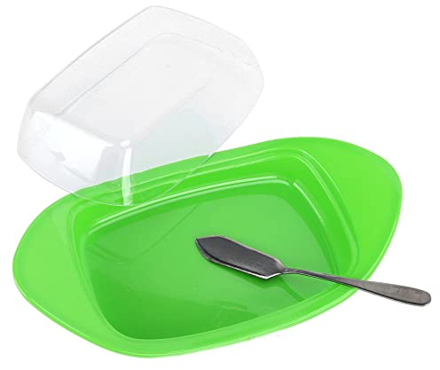 Cocoarm Caja de Mantequilla en Forma de Contenedor de Mantequilla PP de Grado Alimenticio con Cuchillo de Corte de Acero Inoxidable Diseño de Tapa de 22,5 X 12,5 X 7 Cm para Mesa de Cocina (#2)