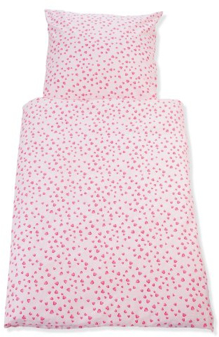 Pinolino 61350-7 - Bett- und Kopfkissenbezug 135 x 200 cm (Jugendbettwäsche Herzchen rosa zweiteilig)