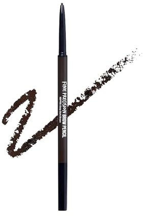 Kiss New York Professional Brow Pencil with Spoolie Brush, Ultra-Fine Precision Point Eyebrow Pencil, Dual-Sided Precise, Slim Definer, Fills Brows, Long-Lasting (Deep Dark Brown)