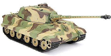 ES-TOYS RC Panzer Deutscher Königstiger - Henschelturm 1:16 Heng Long mit Rauch und Sound, Stahlgetriebe + 2,4Ghz -V7.0