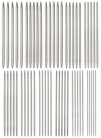 55 Pcs Double Pointed Knitting Needles Stainless Steel Straight Needles Set for Sweater (11 Sizes × 5 Sets)