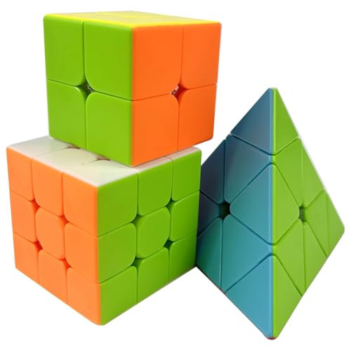Magic Cube-Zauberwürfel 3x3 Set-Speed Cube 2x2+Pyramide,3-in-1 Verschiedene Spielmöglichkeiten,Professional,Glätten,Starke und langlebige, Exquisite Verpackungsbox,Geeignet für Geschenke Kinder