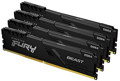 Kingston FURY Beast 128GB (4x32GB) 3200MHz DDR4 CL16 Desktop Memory Kit of 4 KF432C16BBK4/128