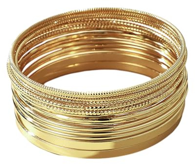 MEMOFYND 14 bracelets en or et en acier inoxydable, décorés à la main, pour femmes et filles, 7,0 cm, Acier inoxydable