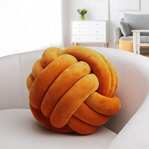 IIQI Cuscino a Nodo, fatto a mano Cuscino Divano per la decorazione domestica (Special Orange 50,22-cm)