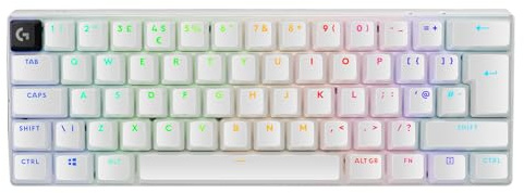 Logitech G PRO X 60 Lightspeed Wireless Gaming Keyboard, Ultra Compact TKL 60% Mechanical Keyboard, LIGHTSYNC RGB, Dual-Shot PBT Keycaps, GX Optical Tactile Switches, Windows PC, UK English - White